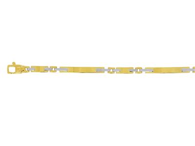 Bracelet Plaques fines alternées creux 3,50 mm, 17,50 cm, Or bicolore 18k - Image Standard - 2