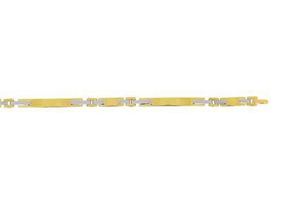 Bracelet Plaques fines alternées creux 3,50 mm, 17,50 cm, Or bicolore 18k - Image Standard - 3