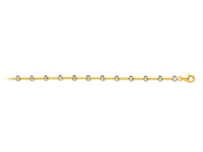 Bracelet maille carrée Forçat alternée anneaux 4,5 mm, 18,5 cm, Or bicolore 18k