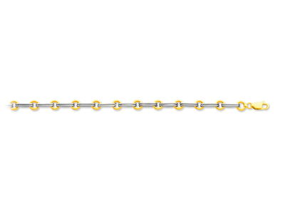 Bracelet maille Ovales alternées anneaux 5,8 mm, 19 cm, Or bicolore 18k
