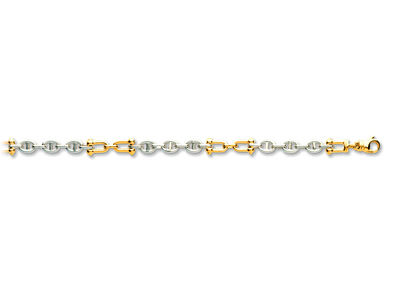 Bracelet Homme chaîne Marine alternée manilles, 21 cm, Or bicolore 18k - Image Standard - 1