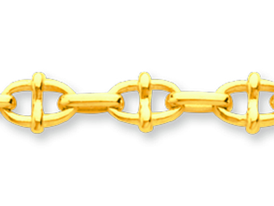 Bracelet maille Marine fantaisie alterné 5,4 mm, 18,5 cm, Or jaune 18k - Image Standard - 2