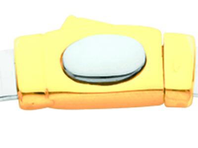 Collier Oméga feuille de sauge 5 mm réversible, 42 cm, Or bicolore 18k - Image Standard - 3