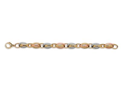 Bracelet mailles Mélangées 11,8 mm, 20,5 cm, 3 Ors 18k