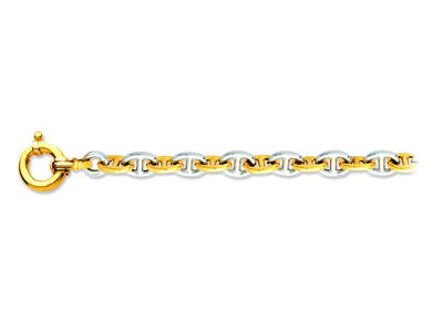 Bracelet maille Marine 10 mm, 20 cm, Or bicolore 18k