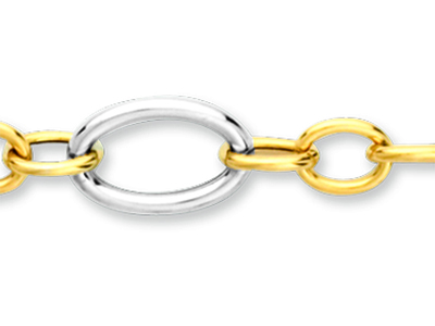 Bracelet maille Alternées 8,9 mm, 19 cm, Or bicolore 18k - Image Standard - 2