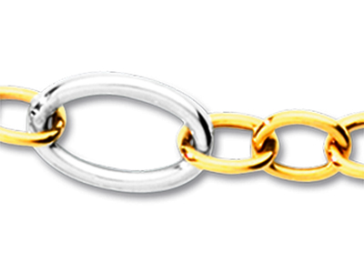 Collier mailles Alternées 8,9 mm, 43,5 cm, Or bicolore 18k - Image Standard - 2