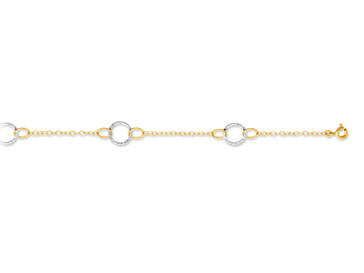 Bracelet Cercles 8 mm, 18 cm, Or bicolore 18k