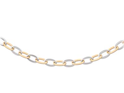 Collier mailles Ovales plates 10 mm, 45 cm, Or bicolore 18k - Image Standard - 1