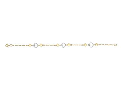 Bracelet Coeurs fantaisie 8 x 23 mm, 1,5 mm, 19 cm, Or bicolore 18k