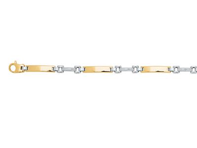 Bracelet Homme, plaques bombées creuses 4 mm, 20 cm, Or bicolore 18k - Image Standard - 2