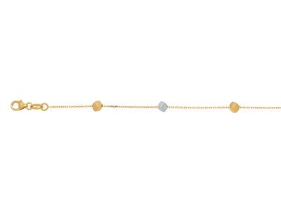 Bracelet chaîne 5 cubes 3,1 mm, 16,50-18 cm, Or bicolore 18k - Image Standard - 2