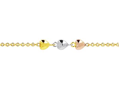 Bracelet chaîne 3 Coeurs, junior  14/16 cm, 3 Ors 18k - Image Standard - 2