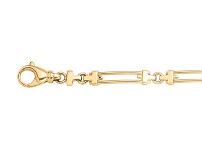 Bracelet maille allongée ajourée 8 mm massive, 21 cm, Or bicolore 18k