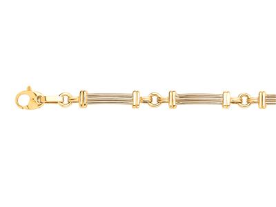 Bracelet Plaques allongées 9 mm massives, 21 cm, Or bicolore 18k