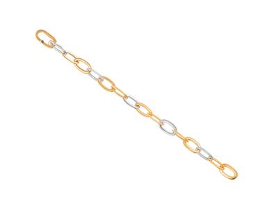 Bracelets mailles creuses ovales 10 mm, 20 cm, Or bicolore 18k