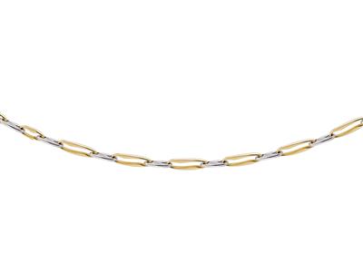 Collier maille rectangle fantaisie 6 mm, tube creux, 45,50 cm, Or bicolore 18k - Image Standard - 1