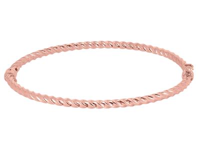Bracelet Jonc creux torsadé 3mm, 55 x 65 mm, Or rouge 18k