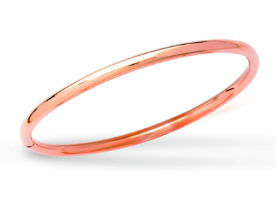 Bracelet Jonc ouvrant, fil rond 3 mm, forme ovale 58 mm, Or rouge 18k