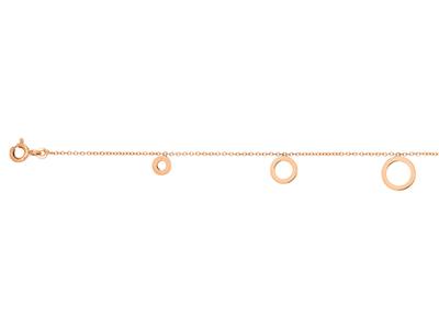 Bracelet chaîne Forçat ronde, 5 cercles en chute, 17-18 cm, Or rose 18k - Image Standard - 2