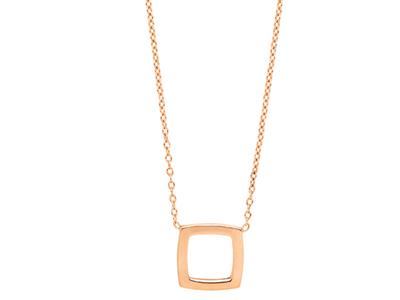 Collier chaîne Forçat ronde, motif Carré, 40-42 cm, Or rose 18k - Image Standard - 2