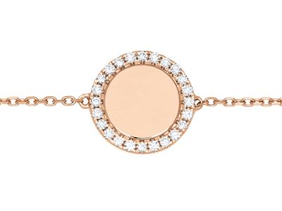Bracelet Jeton serti diamants 0,19ct, 17,5 cm, Or rose 18k - Image Standard - 2