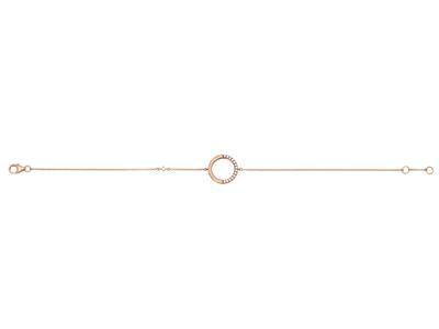 Bracelet chaîne cercle diamants 0,08ct sur chaîne, 17-18 cm, Or rose 18k