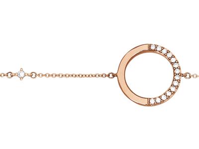 Bracelet chaîne cercle diamants 0,08ct sur chaîne, 16-18 cm, Or rose 18k - Image Standard - 2