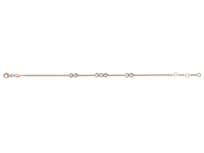 Bracelet chaîne diamants 0,04ct, 16-17-18 cm, Or rose 18k