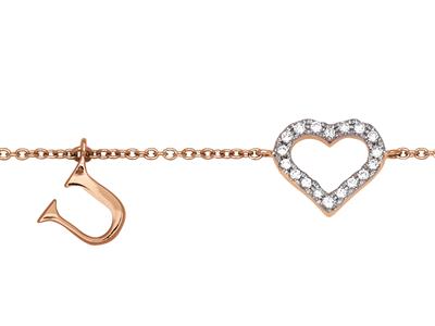 Bracelet chaîne Love U diamants 0,06ct, 15,5-16,5-17,5 cm, Or rose 18k - Image Standard - 2