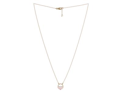 Collier motif cercle, diamants 0,05ct et quartz roses 0,33ct, diamètre intérieur 10 mm, 40,50-42 cm, Or rose 18k - Image Standard - 2