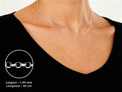 Chaîne maille Jaseron diamantée 1,4 mm, 40 cm, Argent 925 - Image Standard - 3