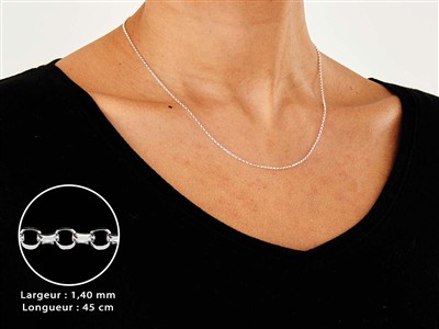 Chaîne maille Jaseron diamantée 1,4 mm, 45 cm, Argent 925 - Image Standard - 3