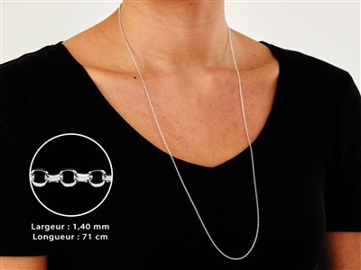 Chaîne maille Jaseron diamantée 1,4 mm, 71 cm, Argent 925 - Image Standard - 3