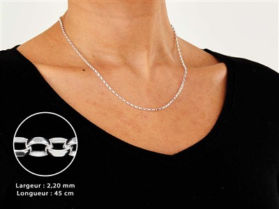 Chaîne maille Jaseron diamantée 2,2 mm, 45 cm, Argent 925 - Image Standard - 3