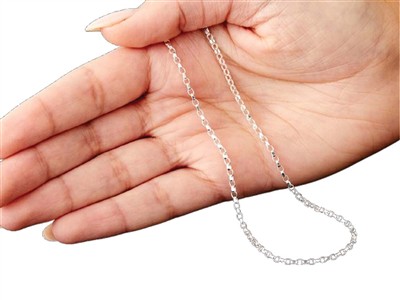 Chaîne maille Jaseron diamantée 2,2 mm, 45 cm, Argent 925 - Image Standard - 5