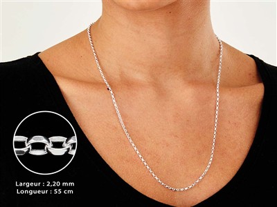 Chaîne maille Jaseron diamantée 2,2 mm, 55 cm, Argent 925 - Image Standard - 3