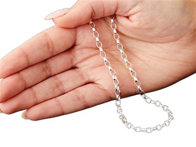 Chaîne maille Jaseron diamantée 3,1 mm, 50 cm, Argent 925 - Image Standard - 5