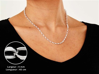 Chaîne maille Jaseron diamantée 4 mm, 45 cm, Argent 925 - Image Standard - 3