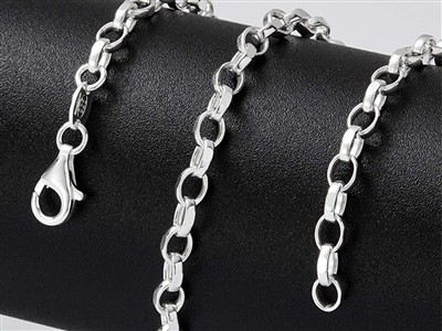 Chaîne maille Jaseron diamantée 4 mm, 50 cm, Argent 925 - Image Standard - 4