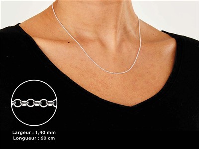 Chaîne maille Jaseron 1,4 mm, 60 cm, Argent 925 - Image Standard - 3