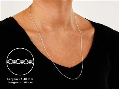 Chaîne maille Jaseron 1,4 mm, 66 cm, Argent 925 - Image Standard - 3