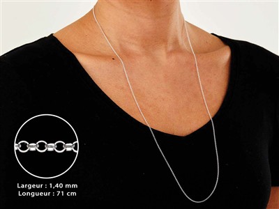 Chaîne maille Jaseron 1,4 mm, 71 cm, Argent 925 - Image Standard - 3