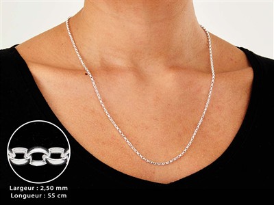Chaîne maille Jaseron 2,5 mm, 55 cm, Argent 925 - Image Standard - 3
