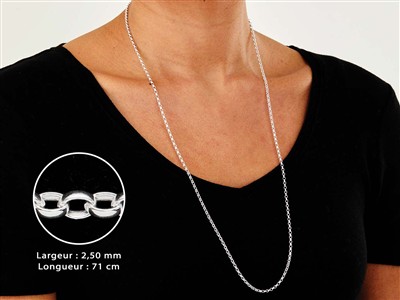 Chaîne maille Jaseron 2,5 mm, 71 cm, Argent 925 - Image Standard - 3