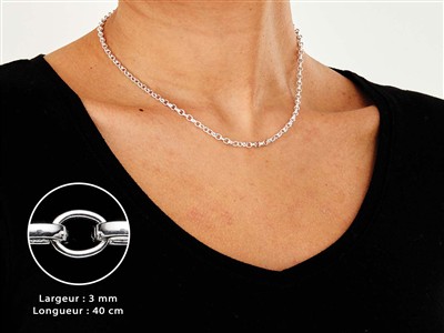 Chaîne maille Jaseron 3 mm, 45 cm, Argent 925 - Image Standard - 3