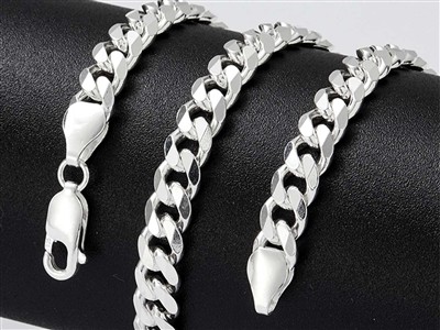 Chaîne maille Gourmette diamantée 5,5 mm, 50 cm, Argent 925 - Image Standard - 4