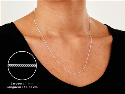 Chaîne maille Gourmette diamantée 1 mm, 45-50 cm, Argent 925 - Image Standard - 3