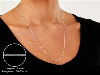 Chaîne maille Gourmette diamantée 1 mm, 50-55 cm, Argent 925 - Image Standard - 3