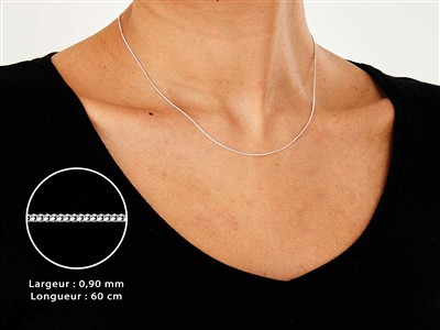 Chaîne maille Gourmette diamantée 0,9 mm, 60 cm, Argent 925 - Image Standard - 3